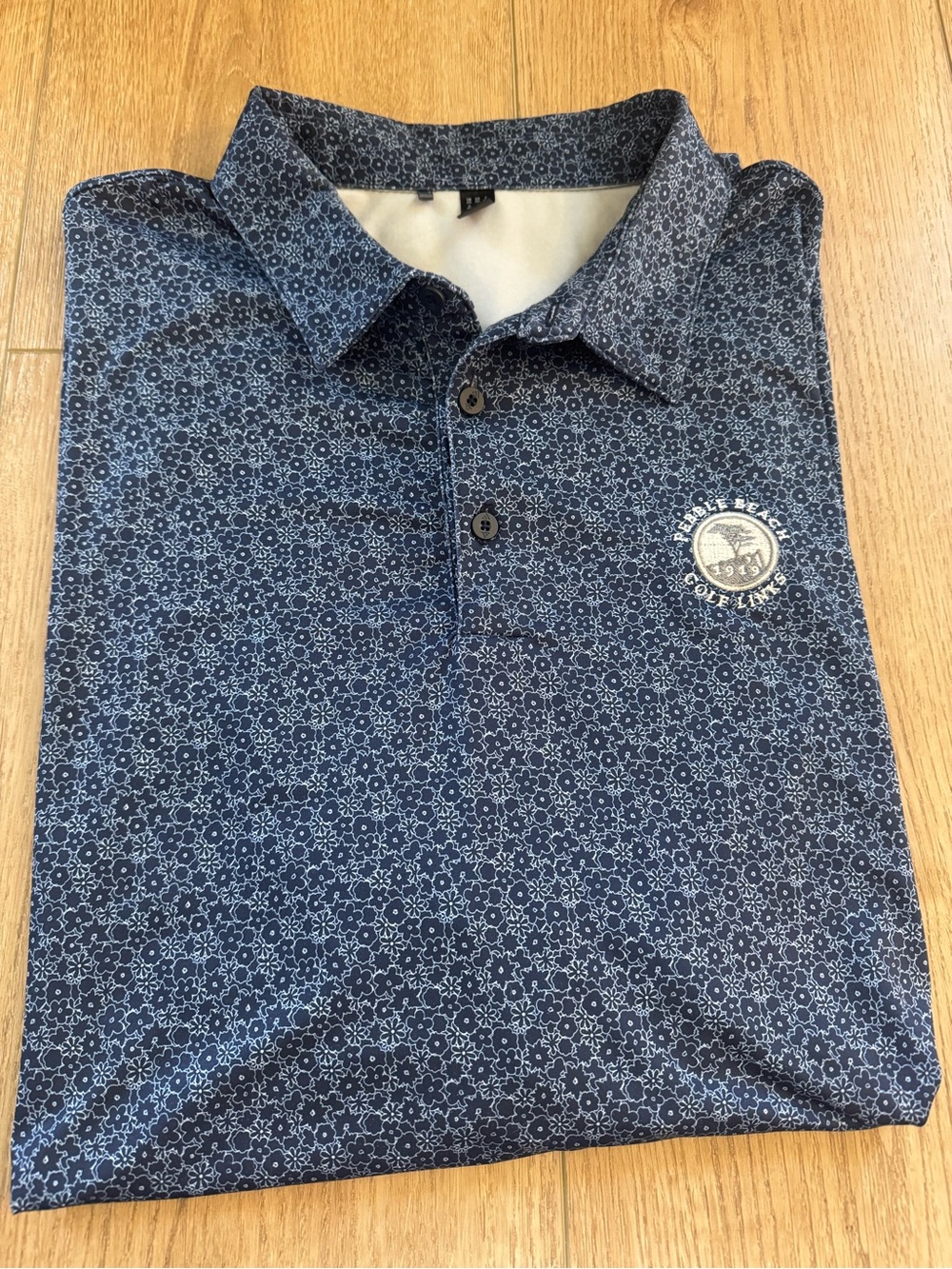 Pebble Beach Navy Patterned Adidas performance golf shirt